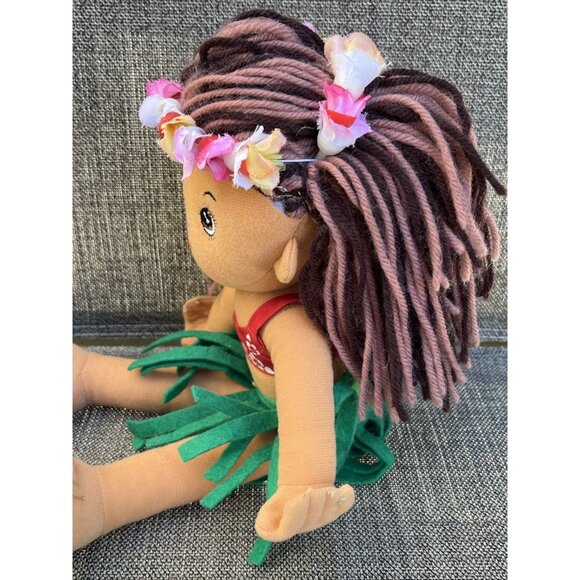 Hawaiian Hula Girl Plush Doll lot of 3 Hawaii Yarn Hair Aloha Pineapple - Picture 9 of 16